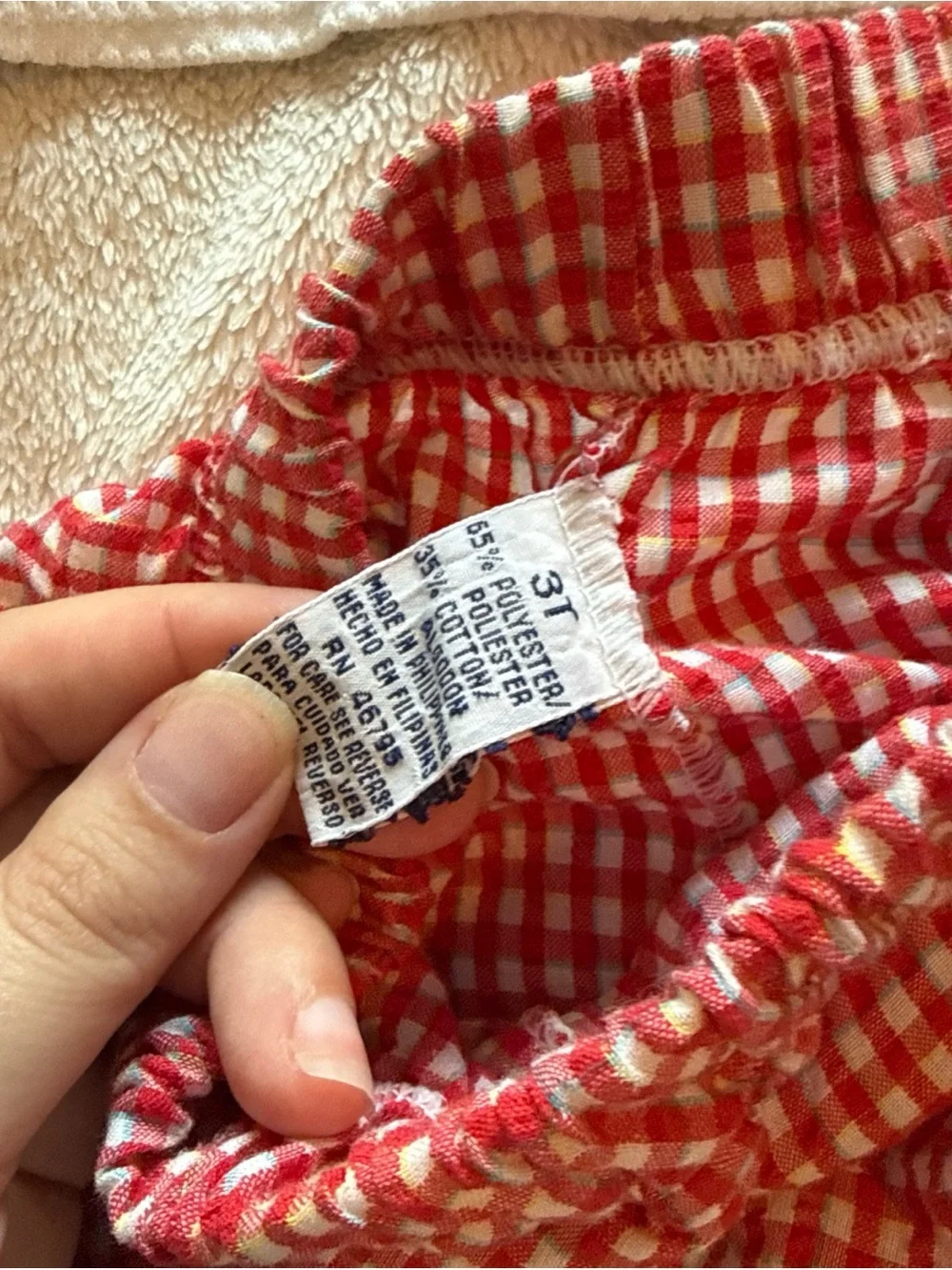 Vintage 90s Kids Headquarters 3T Girls Short Set Gingham Red Flowers